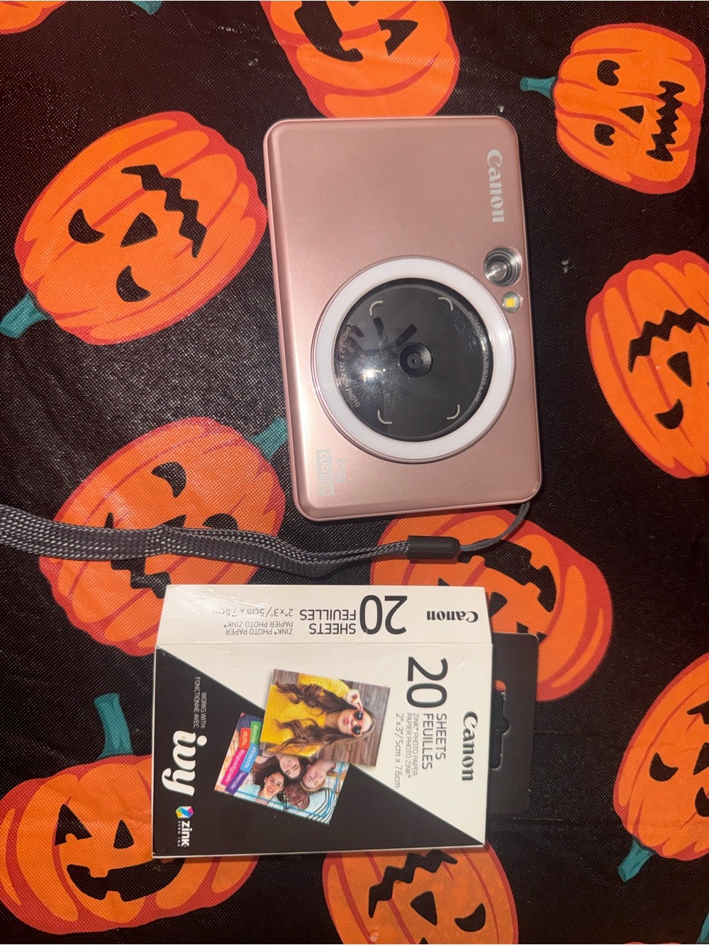 Canon Rose Gold Portable Instant Camera with White Ring